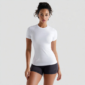 OEM 100% Polyester Sublimation Rash Guard Women Gym Tight Workout <b>Printed</b> Shirts Athletic Lightweight Sublimation Rash Guard - Product Image 2