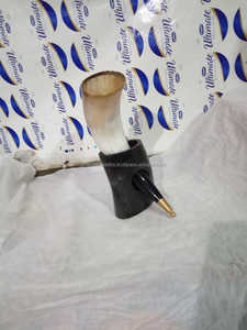 ขาตั้งเหล็กตกแต่งพร้อมเขาควายแท้ 100% สำหรับดื่มเครื่องดื่มแบบยุคกลางแท้ๆ ขณะดื่มมี้ดหรือเบียร์เอล - Product Image 3