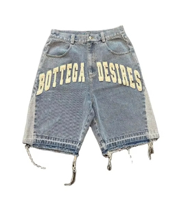 Pantalones Cortos Vaqueros Vintage de Verano, 100% Algodón, Resistentes al Viento, con Estampado Brillante, Múltiples Bolsillos, Estilo Casual - Product Image 1