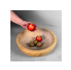 Bol à pâte décoratif en bois de luxe, fait main, pour fruits ou salades, couleur bois foncé, design sculpté, forme ronde, en vente - Product Image 3