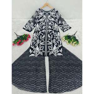 Hermoso conjunto de ropa occidental para mujer y Plazzo con trabajo de secuencia - Product Image 6