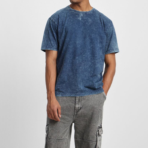 T-shirts décontractés à lavage acide, entièrement personnalisables, fabriqués en une seule couleur unie, nouvelle collection, très demandés, créez votre propre style. - Product Image 1