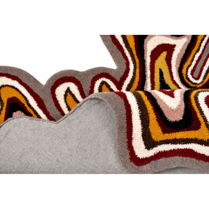 Tapis moderne en laine tuftée à la main à poils ras, motif abstrait, forme fluide inspirée de l'octopus, contour topographique multicolore sculpté pour la maison - Product Image 2