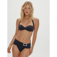Ensemble de bikini halter Monaco sculpté mat avec ceinture, deux pièces, style rétro-glam, Cinema Noir, avec détails boucle, maillot de bain recyclé