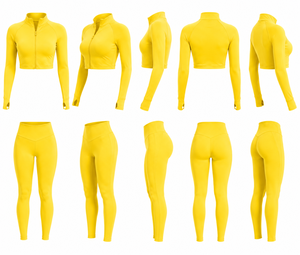 Conjunto de Sujetador Deportivo y Leggings de Tela Efecto Segunda Piel, Flexible y Elástico para Pilates, Ropa Deportiva para Mujer, Venta al Por Mayor de Fábrica - Product Image 3