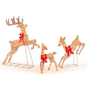 Decorazione Natalizia a 3 Pezzi con Renne Illuminate, Luci Festive per le Feste - Product Image 1
