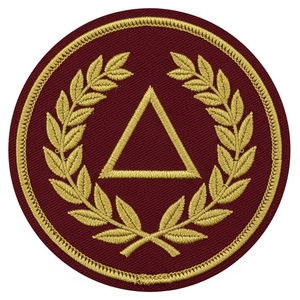 Parche Masónico Triangular Delta Bordado en Oro Personalizado, Corona de Laurel, Insignia Fraternal Redonda Color Granate para Blazers y Uniformes - Product Image 4