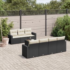 Juego de 8 Sofás Modulares Grandes de Ratán Sintético Negro, Colección de Muebles Elegantes para Exteriores - Product Image 1