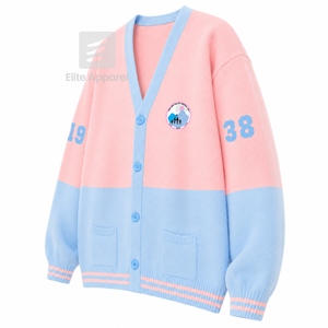 เสื้อสเวตเตอร์วาร์ซิตี้แบบมีรูระบายอากาศลายแจ็คแอนด์จิลออฟอเมริกา พร้อมโลโก้ปักด้านหน้า สีฟ้าชมพู แขนยาว สไตล์ลำลอง สำหรับผู้หญิง - Product Image 2