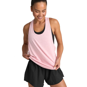 Women's Pink <b>Racerback</b> Tank <b>Top</b> Quick Dry Lightweight Polyester Breathable Fitness Workout Shirt with Front Logo Casual Style - Product Image 4