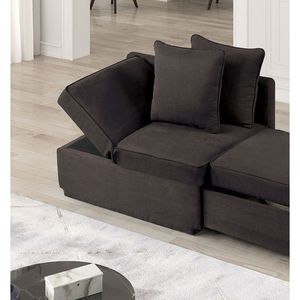 Poltrona Convertibile in Stile Contemporaneo, 1 Pezzo, Tessuto Grigio con Seduta Funzionale e Vano Portaoggetti, con Cuscini per Soggiorno - Product Image 6