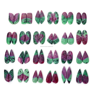 Paire de pierres précieuses en zoïsite rubis naturel en gros, serties en argent sterling 925, pour la fabrication de bijoux faits à la main (pendentifs et boucles d'oreilles) - Product Image 6