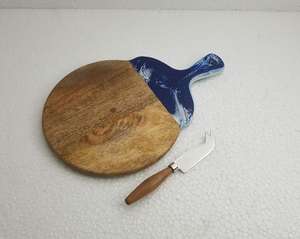 Planche à découper artisanale en bois naturel et résine, durable, pour la cuisine, planche à fromage au meilleur prix - Product Image 2