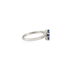 Productos de Venta Caliente: Anillo Minimalista de Zafiro Azul Fino y Diamantes, Oro Blanco Real K14, Colección Hecha a Mano, Proveedor de Joyería - Product Image 5