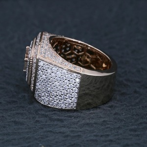 <b>Mens</b> Rose Gold Cross Shield <b>Ring</b> Iced Out Moissanite <b>Pinky</b> <b>Ring</b> Hip Hop Religious Christian Statement <b>Ring</b> Rapper Style - Product Image 2