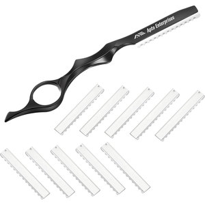 Peigne rasoir professionnel pour coiffure, peigne à effiler les cheveux, peigne de coupe avec lames de rechange en acier inoxydable pour une finition lisse - Product Image 1