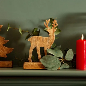 Mango Wood Christmas Tree with <b>Pine</b> Cone Berry Decorations Handmade Elegant Candle Stand for Home Decoration Customizable Size - Product Image 5