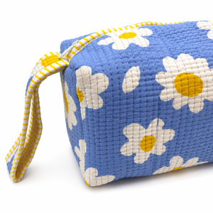 Sac de rangement matelassé floral pour brosses à cheveux avec fermeture éclair, grande capacité, en coton, portable, pour outils capillaires et maquillage - Product Image 3