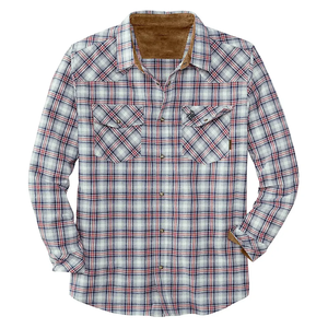 Chemise en flanelle pour homme à carreaux gris et rouges, doublure thermique en coton, chaude, durable, coupe décontractée - Product Image 1