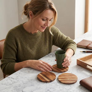 Sous-verres en bois et résine au design élégant, fabricant en gros, sous-verres en bois avec incrustation de résine faits à la main au design antique, fournisseur - Product Image 1