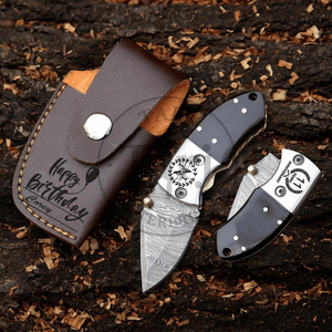 Couteau pliant Damas de qualité industrielle TARJ ENTERPRISES, manche en corne noire, fait main, couteau de poche utilitaire EDC pour l'extérieur - Product Image 5