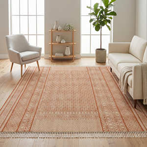 Tapis en coton imprimé d'inspiration vintage pour appartement scandinave et salon contemporain - Product Image 2