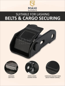 Boucle à came en alliage de zinc noir thermolaqué de 25 mm, 500 kg (1102 lb), robuste, pour sangle de fixation - Product Image 3