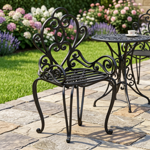 Juego de muebles de jardín de hierro forjado estilo victoriano marca KHP, resistente a la intemperie, no plegable. - Product Image 5