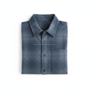 Camisa de Franela para Mujer, Azul a Cuadros, Manga Larga, Personalizada, OEM, Venta al Por Mayor - Product Image 4