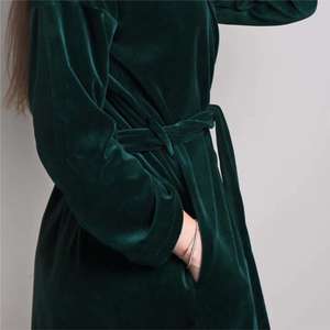 Women's Vintage Terry <b>Bathrobe</b> <b>Hood</b> | Ultra Soft Warm Plush Robe Belt Pockets | Winter Homewear Loungewear Gown Elastic Waist - Product Image 6