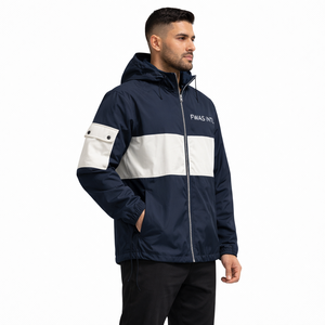 Chaqueta Impermeable con Capucha y Cierre de Cremallera para Hombre, Servicio OEM, Método de Tejido No Tejido, Chaquetas OEM para Hombre - Product Image 3