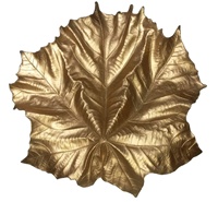 Plat de service en aluminium artisanal en forme de feuille, plateau de service alimentaire, vaisselle moderne, plateau pour hôtel et restaurant