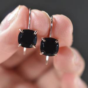 Boucles d'oreilles pendantes en onyx noir naturel, plaquées or rose, argent et or, avec pierres précieuses, bijoux élégants pour femmes, style fête - Product Image 4