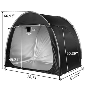 6.8x4.9FT Black Arc Bicycle <b>Storage</b> Shed 210D PU Silver Coated Oxford Black Fiberglass Frame Front Side Double Doors for <b>Camping</b> - Product Image 5
