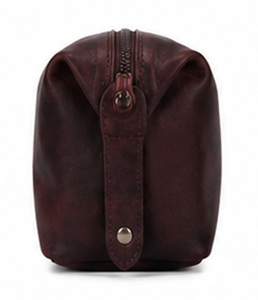 Gravs Premium Full Grain Leather Handled Zipper Eco-Friendly Candy Pattern Durable Bag Vintage Travel Dopp Kit Medium Cosmetic - Product Image 2