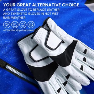 Guantes de Golf Unisex Blancos de Cuero Genuino con Correa de Muñeca Ajustable, Antideslizantes y Transpirables para Deportes - Product Image 5