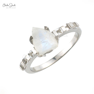 Chordia Jewels <b>Top</b> Selling <b>Rainbow</b> Moonstone & White Topaz Promise Ring for Her 2.1CT Irregular Gemstone Ring at Wholesale Price - Product Image 1