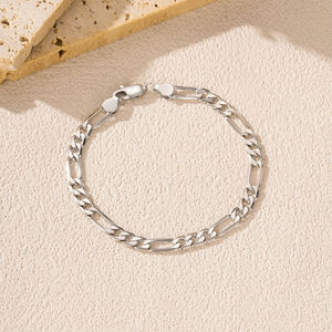 Bracelet minimaliste en argent sterling à maillons géométriques Figaro, bijou élégant pour le quotidien, cadeau classique unisexe de qualité supérieure - Product Image 3