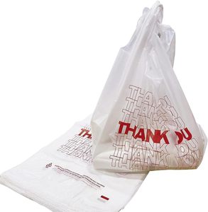TashiBox 1000 Count Plastic Shopping Bags Thank You Bags Reusable Disposable Grocery Bags 11.5" X 6.25" X 21" 15mic 0.6 Mil HDPE - Product Image 3