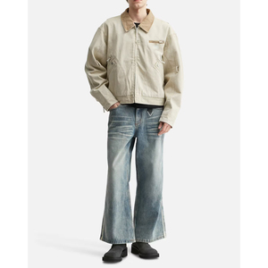 Veste de travail zippée pour homme en coton 100% lavé, coupe courte, avec plusieurs poches zippées discrètes et couleur contrastante - Product Image 3