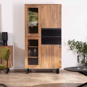 Vandana Autumn Texture acacia wood <b>sideboard</b> with glass doors and black drawers Bennett - Product Image 1