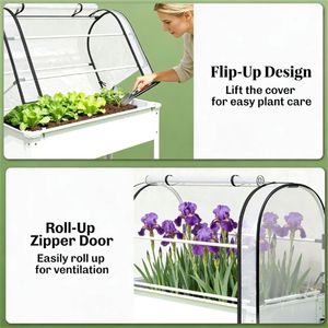 กระบะปลูกต้นไม้ยกพื้นสีขาวสำหรับเรือนกระจกและห้องต่างๆ - Product Image 2