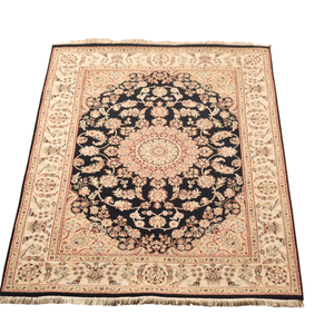พรมขนสัตว์ปูพื้นลายเหรียญแบบตะวันออกหลากสีน้ำเงินถักมือสุดหรู - Product Image 1