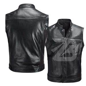 Gilets en simili cuir décontractés à fermeture éclair pour moto, automne-hiver, gilets réversibles imperméables pour hommes - Product Image 1