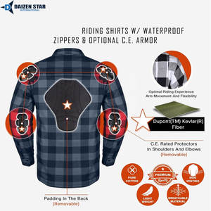 Camisa de Franela Protectora para Motocicleta, Transpirable y Resistente al Viento, con Almohadillas CE Extraíbles, Equipo de Protección para Motociclistas, Venta al Por Mayor - Product Image 5