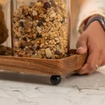 Clear Jar wood jar with tray clear Tea <b>Container</b> <b>Food</b> Storage <b>Glass</b> Jar Best Quality Product for Beans Rice Sugar kitchen usage - Product Image 3