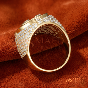 Luxury18K Gold Plated Round Cluster <b>Ring</b> for Men Iced Out Moissanite Diamond Big Solitaire <b>Statement</b> <b>Ring</b> Hip Hop Medallion <b>Ring</b> - Product Image 3