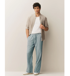 Pantalon décontracté léger en coton pour homme, coupe décontractée, respirant, séchage rapide, taille élastique mi-haute, bleu clair, pour la plage - Product Image 3