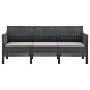 Grand ensemble de salon de jardin en polypropylène anthracite avec aspect rotin, collection de meubles d'extérieur haut de gamme - Product Image 5