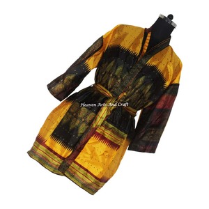 KS003 Kimono en soie vintage bohème pour femme, sexy, vêtement de nuit, tenue de plage estivale, cache-maillot de bain, vente en gros de sari vintage en soie - Product Image 4